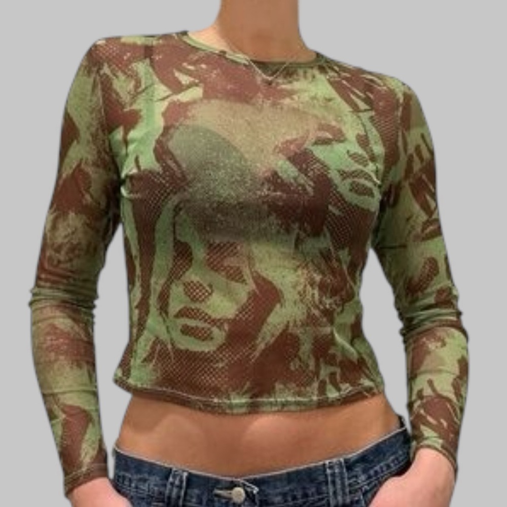 H&M Mesh Long Sleeve Top